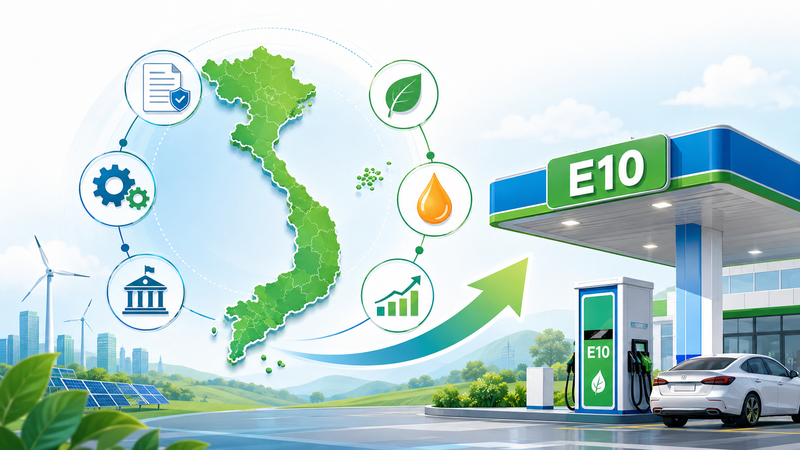 Việc triển khai xăng E10 tại Việt Nam gắn với lộ trình chuyển đổi nhiên liệu và giảm phát thải. 