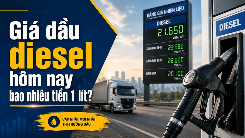 Giá dầu Diesel hôm nay được niêm yết theo từng loại dầu, từng vùng bán hàng và có thể thay đổi sau mỗi kỳ điều hành.