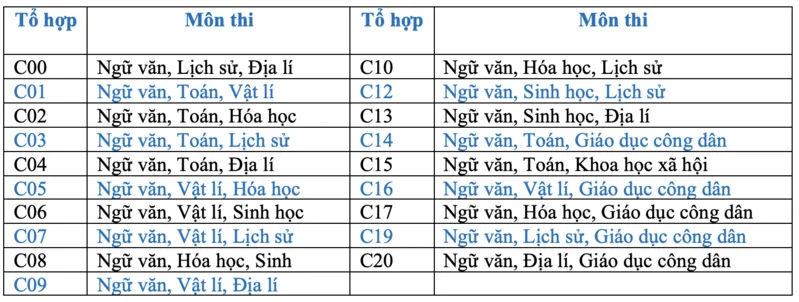 Các tổ hợp mở rộng giúp học sinh hiểu đầy đủ hơn về khối C gồm những môn nào trong xét tuyển hiện nay