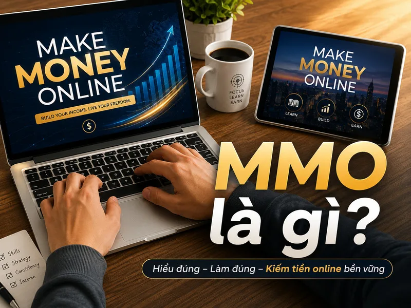 MMO là gì? Make Money Online là tập hợp nhiều hình thức tạo thu nhập thông qua internet như bán hàng, làm nội dung, freelance và affiliate.